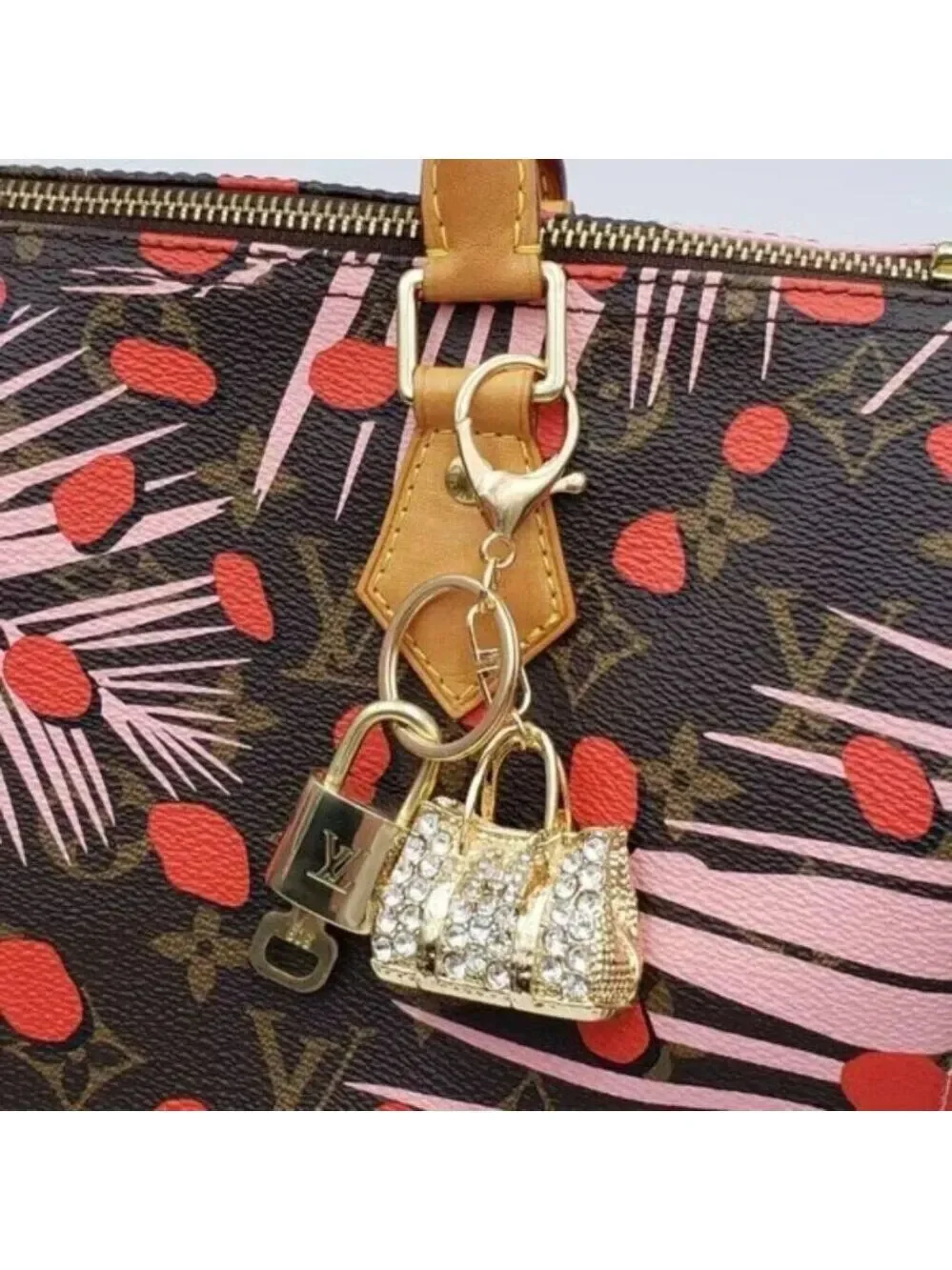 Authentic Louis Vuitton Padlock & Key Gold ✨Unbranded Bag Charm Keychain